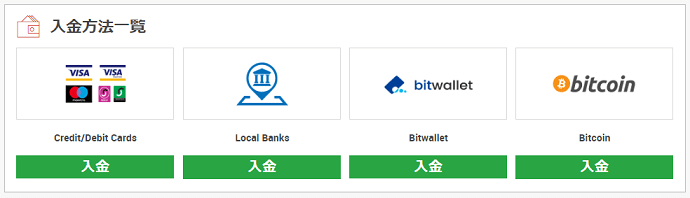 XMの入金の種類